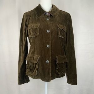 Ann Taylor LOFT // Green Velvet Quilted Coat, Size L